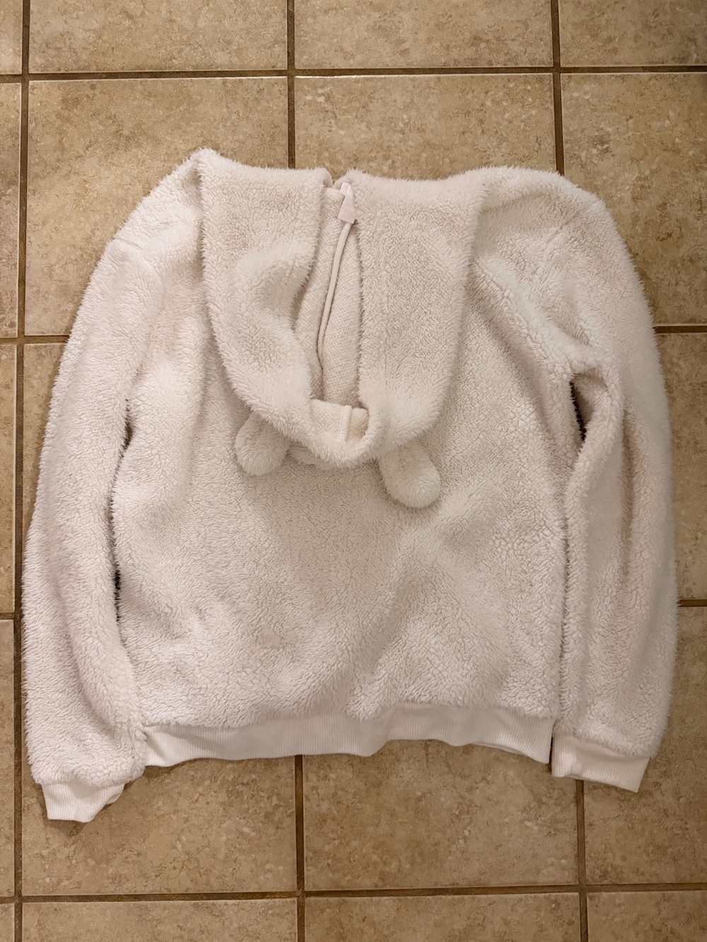 Wondershop White Sherpa Teddy Bear Ear Hoodie Pullover - Picture 6 of 6